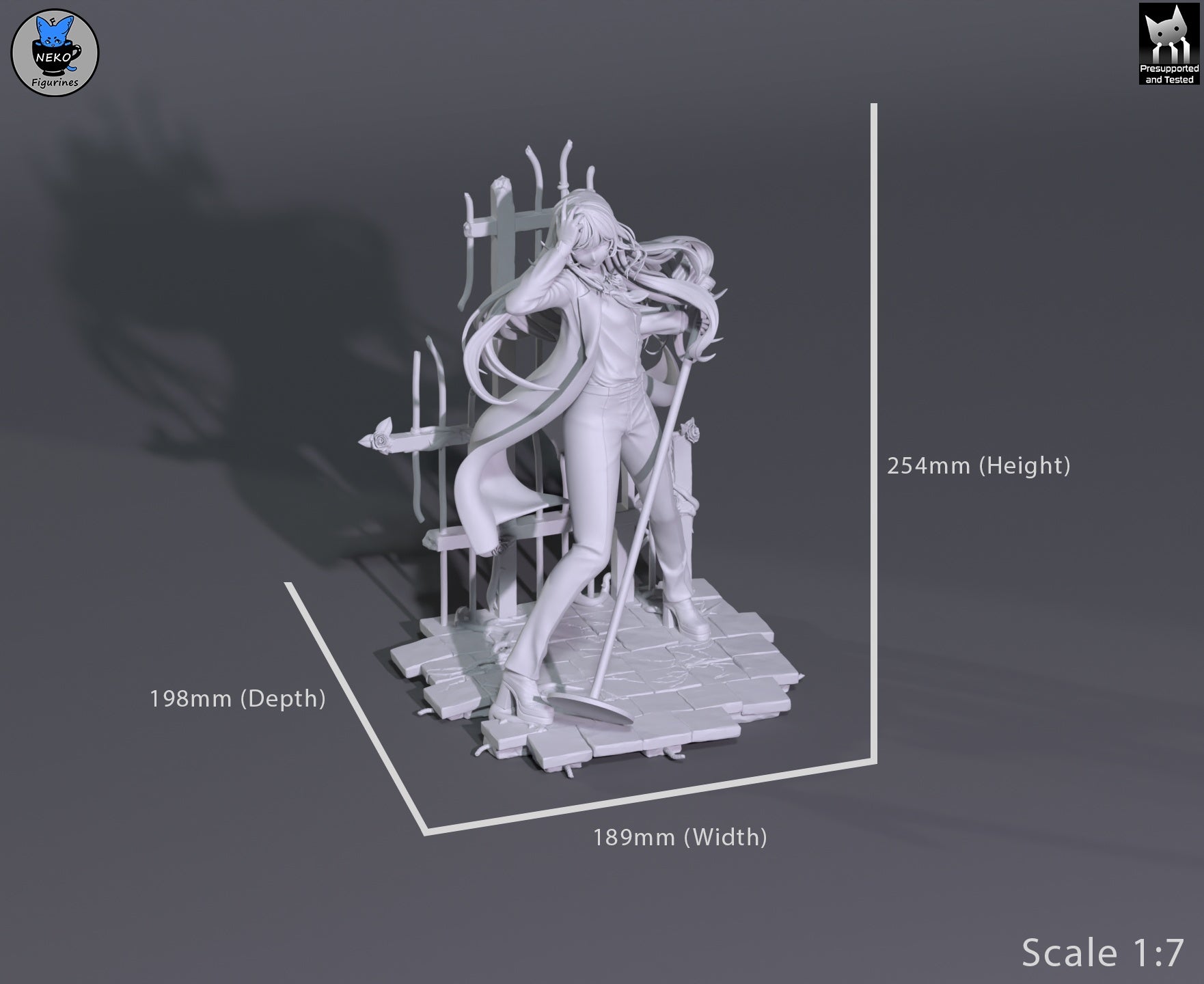 Ado 1:7 scale resin statue dimensions 254mm height 189mm width 198mm depth measurement display