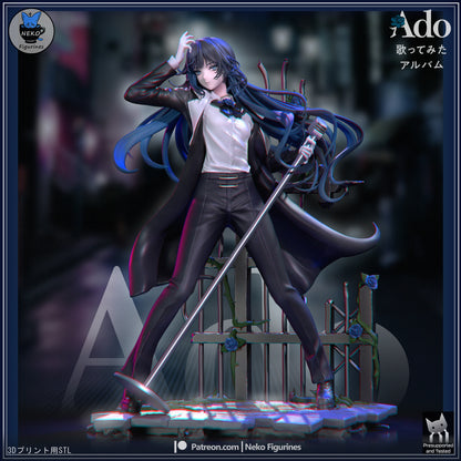 Ado Japanese J-Pop singer 1:7 scale resin statue performance pose microphone stand flowing hair urban base anime music collectible
