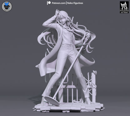 Ado 1:7 scale resin statue grey render front view microphone stand tailored jacket slacks performance stance collectible