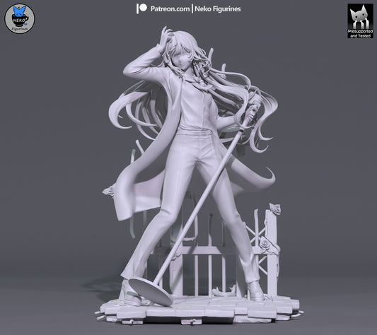 Ado 1:7 scale resin statue grey render front view microphone stand tailored jacket slacks performance stance collectible