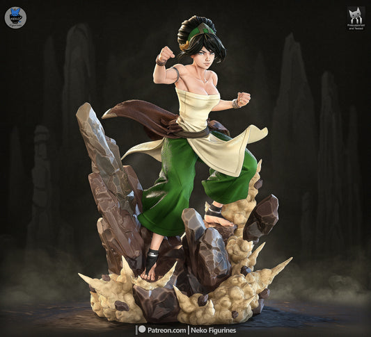 Adult Toph Avatar The Last Airbender 1:7 scale painted resin statue with earthbending pose rock effects and dust base

toph-gray1