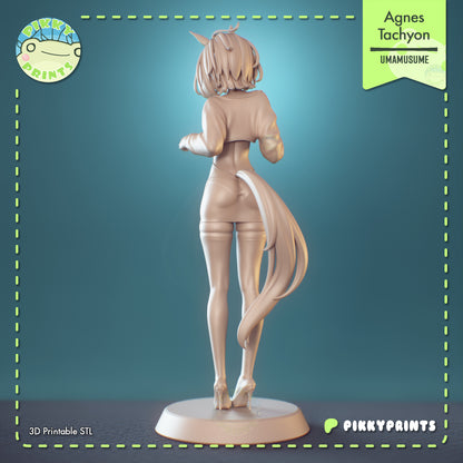agnes tachyon umamusume resin statue unpainted back view horse girl tail pose anime figure sculpt