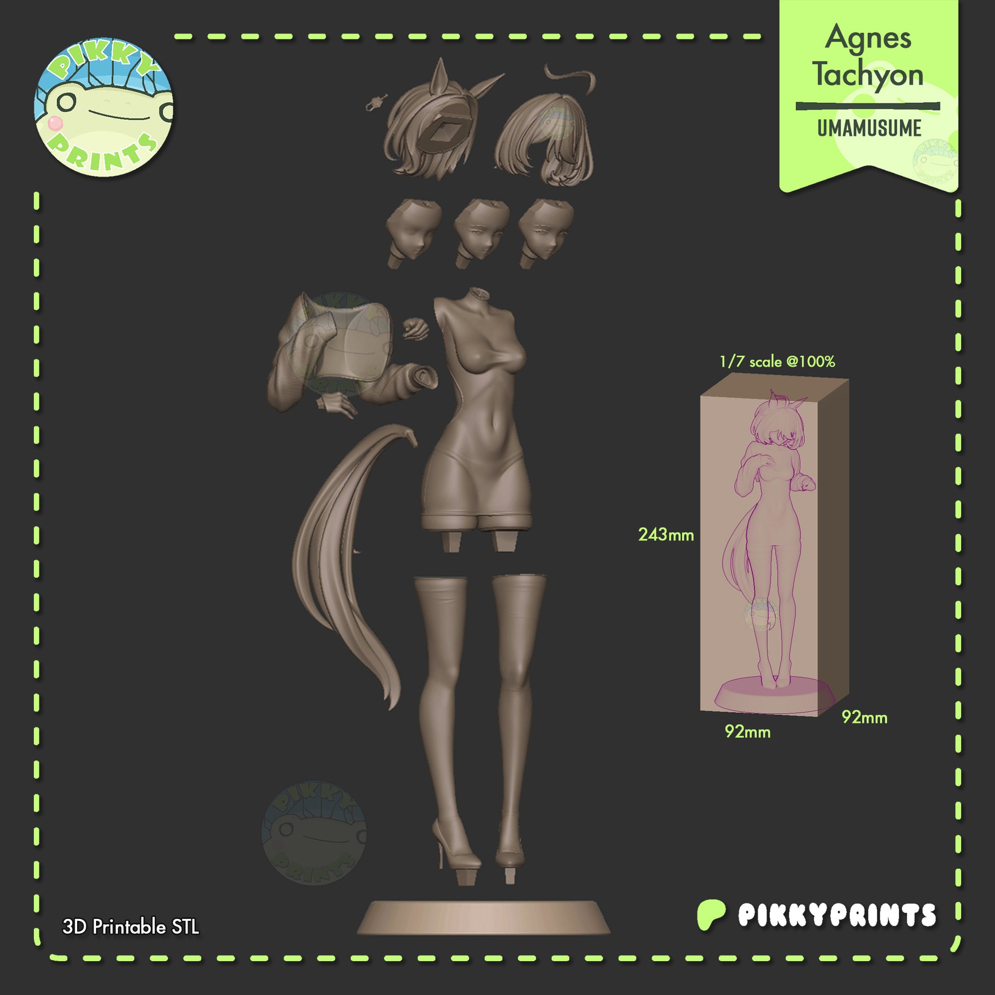 agnes tachyon umamusume resin statue parts layout assembly pieces head options body tail dimensions