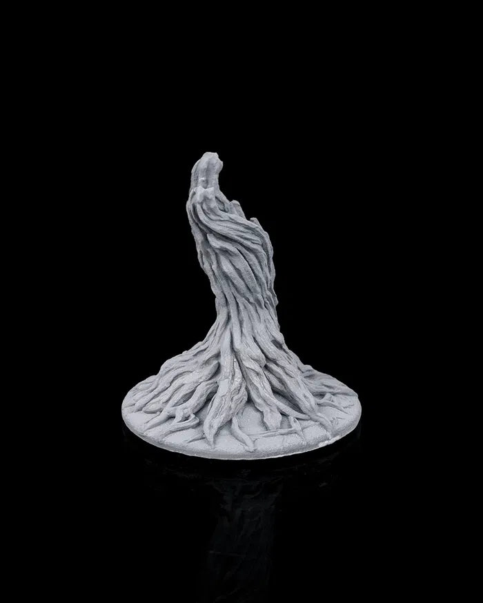 Twisted ancient tree root pillar terrain rising from the ground for eerie forest battlefields