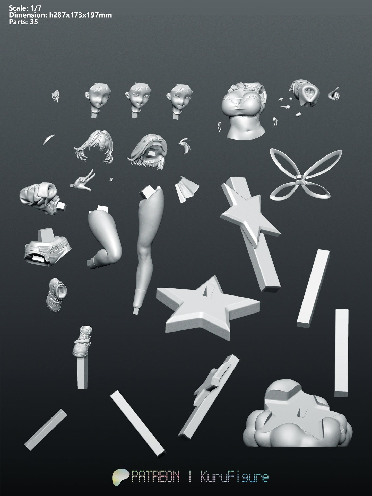 Anis Goddess of Victory Nikke 1-7 scale garage kit exploded parts layout and assembly reference