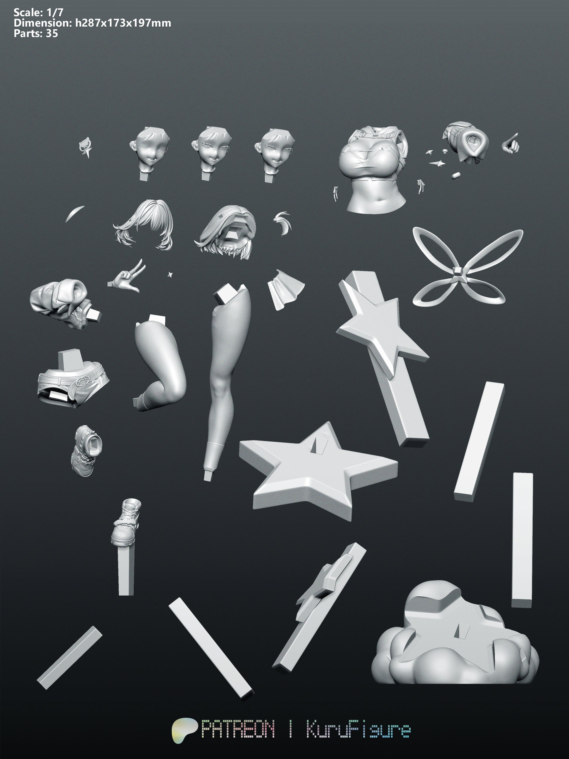 Anis Goddess of Victory Nikke 1-7 scale garage kit exploded parts layout and assembly reference