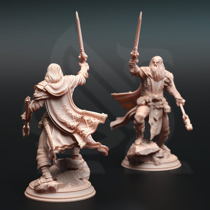 3D printed wizard miniatures for Dungeons and Dragons (D&D), Age of Sigmar, Frostgrave, Pathfinder gaming.