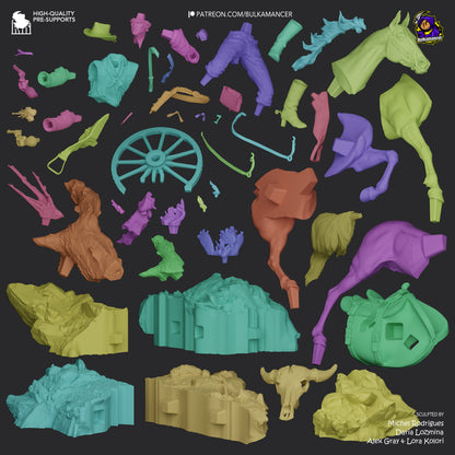 arthur morgan figure parts layout exploded view horse rider base components western resin model kit
