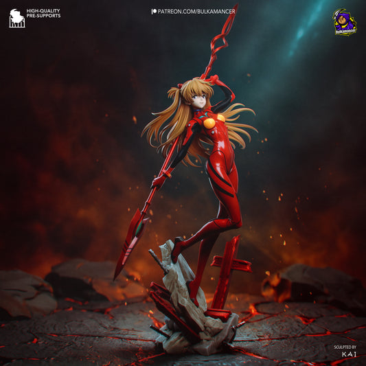 Asuka Langley Soryu Evangelion figure red plugsuit spear of longinus anime collectible statue painted render