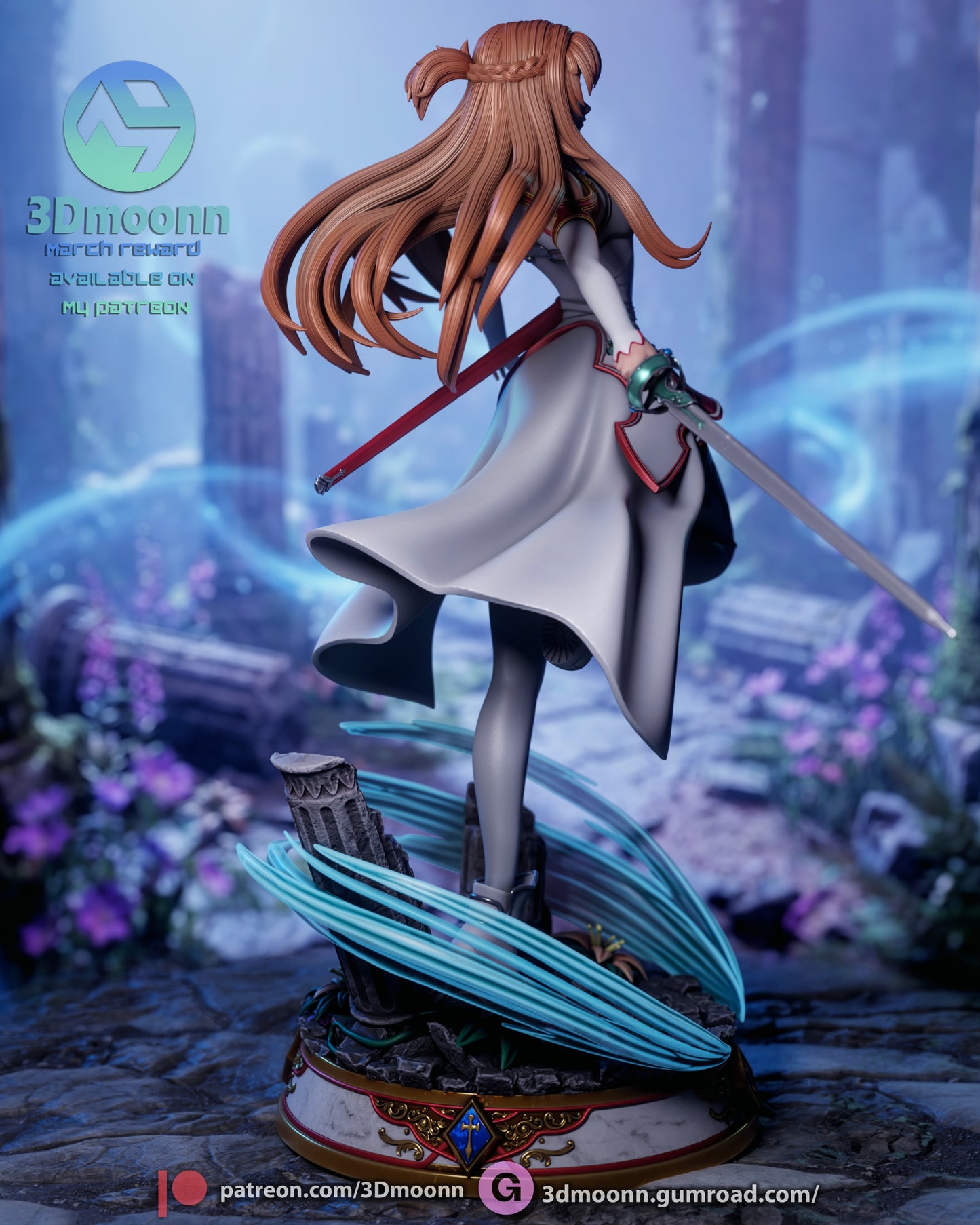 Asuna Sword Art Online 1-6 scale figure rear view showing flowing hair and dynamic pose