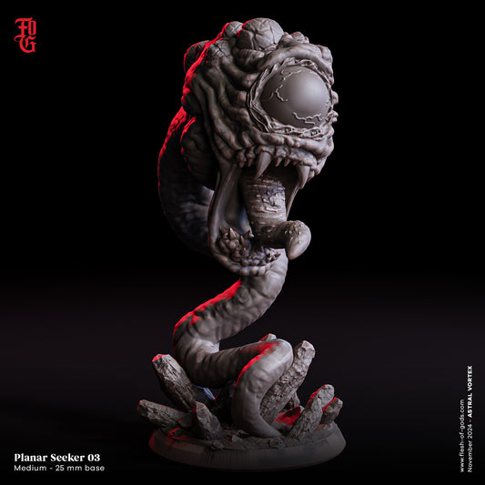 The third Planar Seeker displays its fearsome design, with sharp teeth and a detailed base, embodying a true challenge for adventurers in a D&D or Pathfinder campaign.