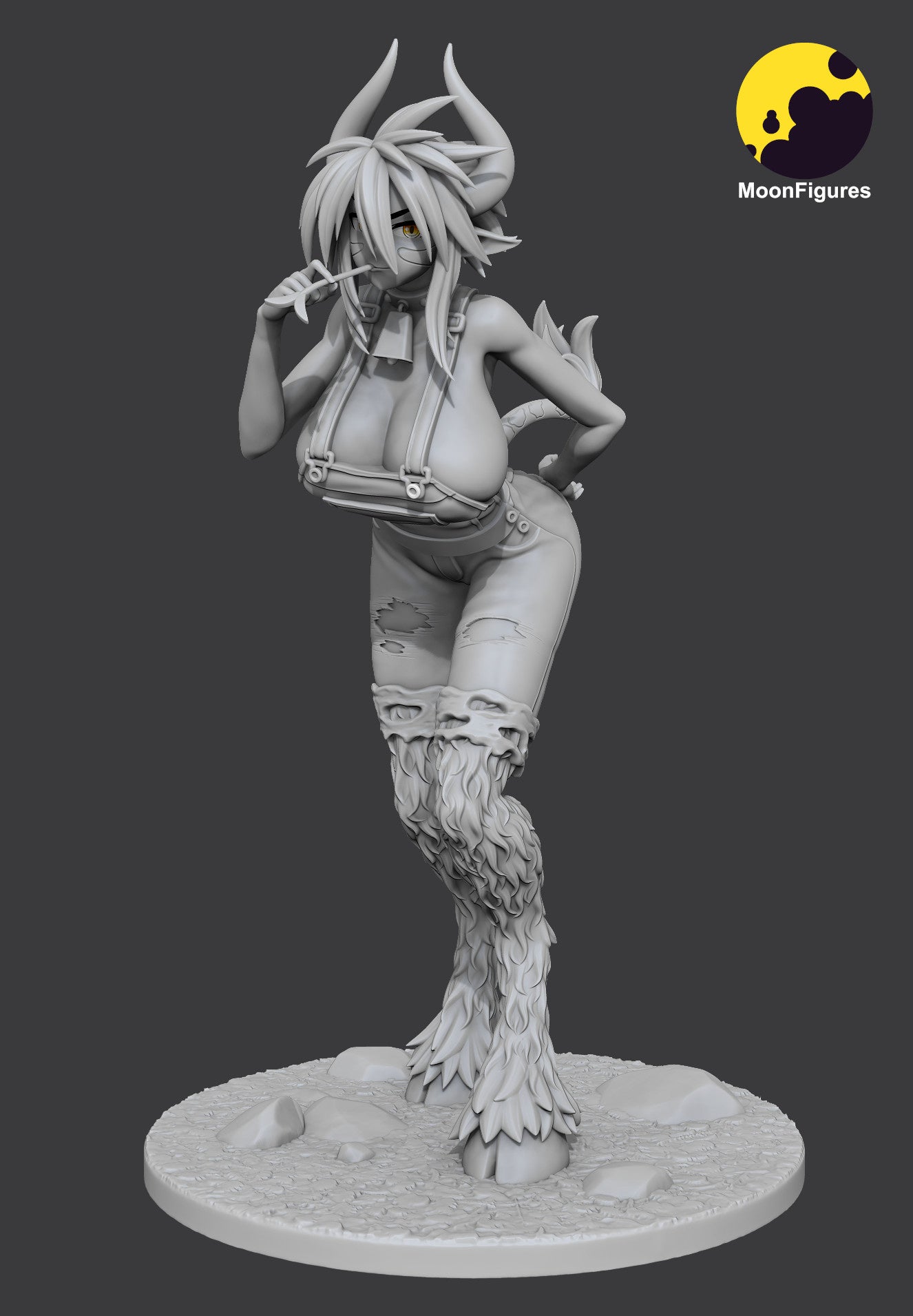 Cathyl Daily Life With A Monster Girl 1:10 scale figurine grayscale render detailed view of outfit and base