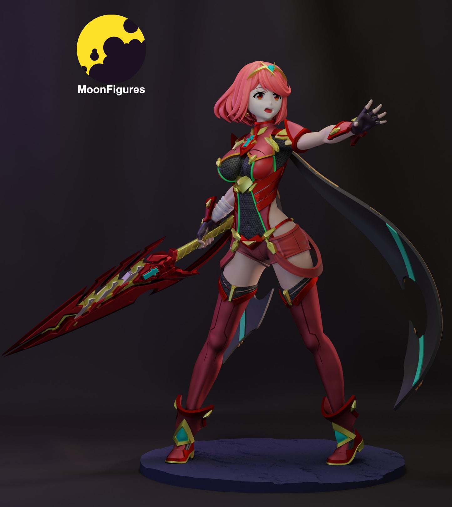 Pyra Xenoblade Chronicles 1:10 scale collectible figure colored render action pose with flame sword