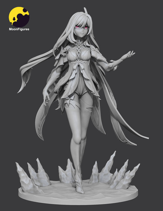 Skirk Genshin Impact 1:10 scale collectible figure grayscale close-up detailed armor and hair