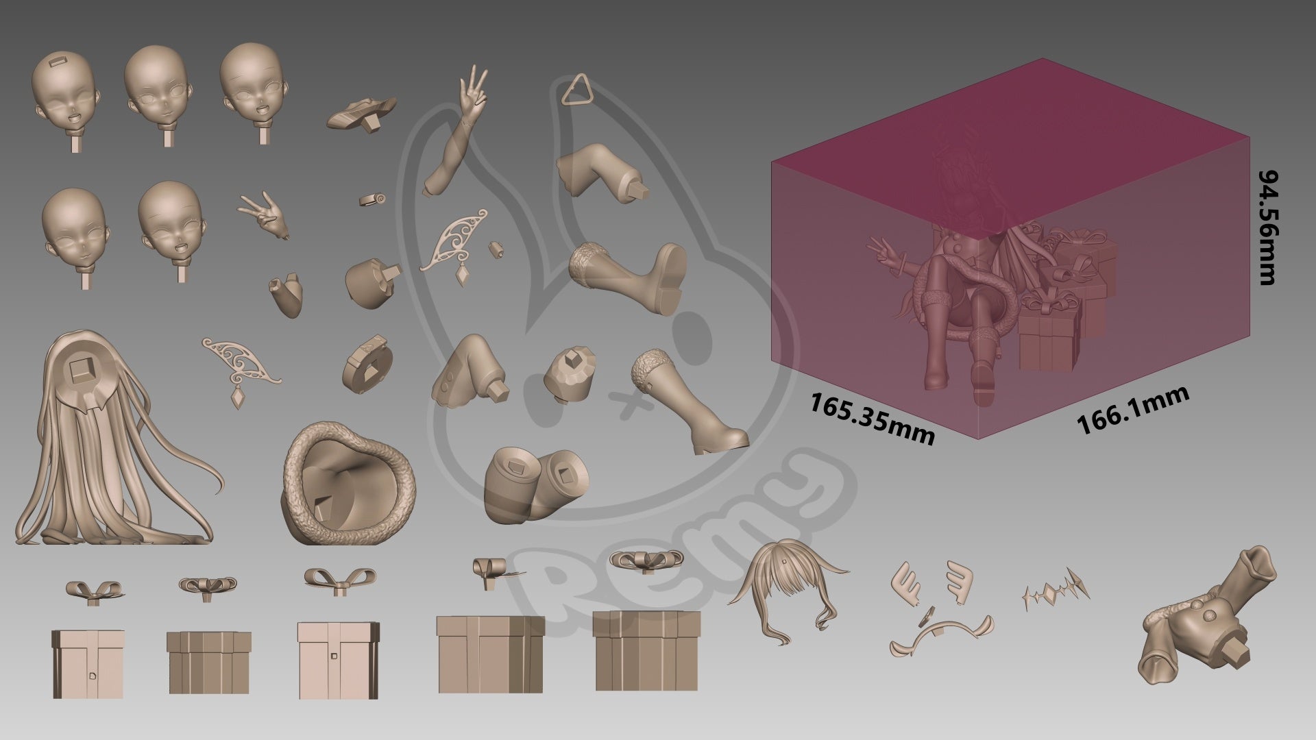 Koseki Bijou XMAS Biboo collectible figure parts layout interchangeable heads arms hands accessories gift boxes holiday themed components