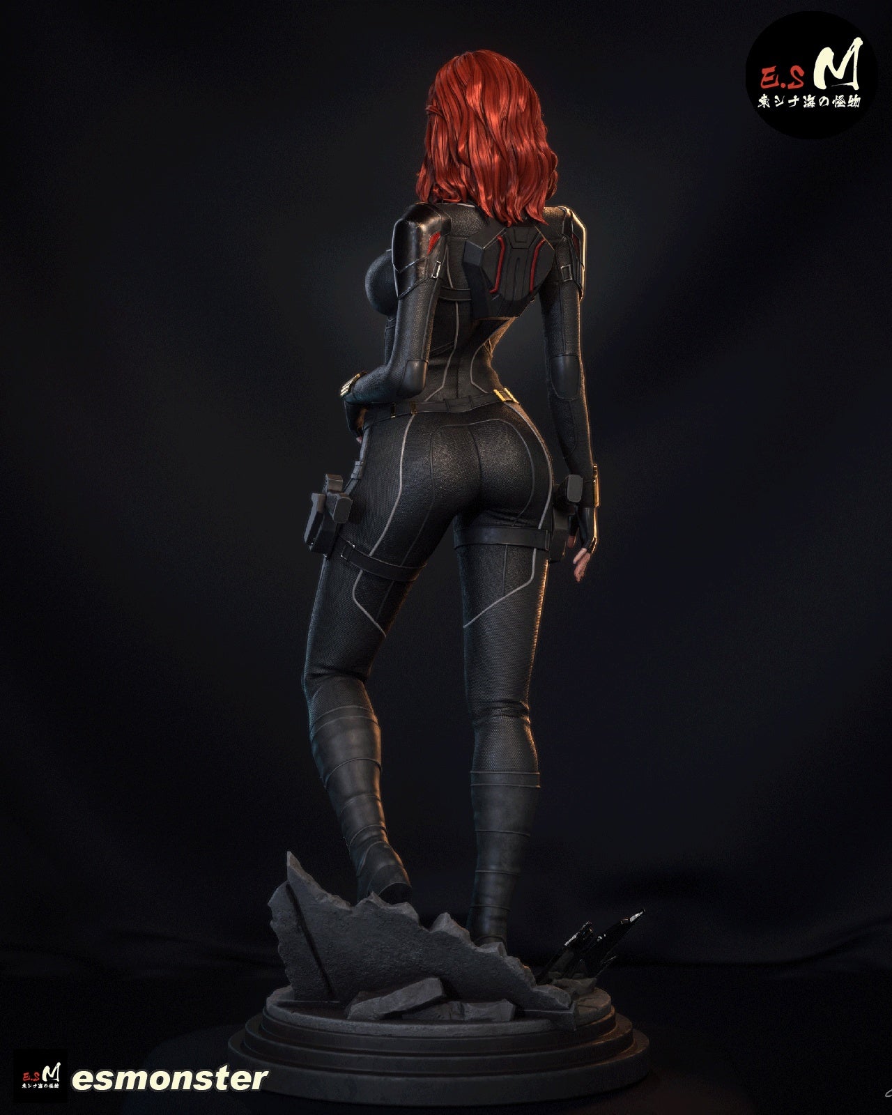 Black Widow back view statue Marvel Comics tactical suit rear sculpt 1:6 scale collectible