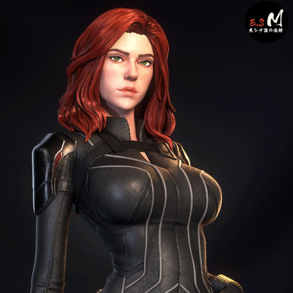 Black Widow close-up portrait Marvel Comics superhero detailed face sculpt collectible figure