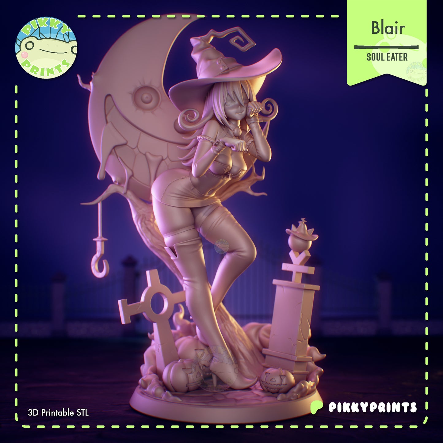 Blair Soul Eater witch figure unpainted front view sculpt details