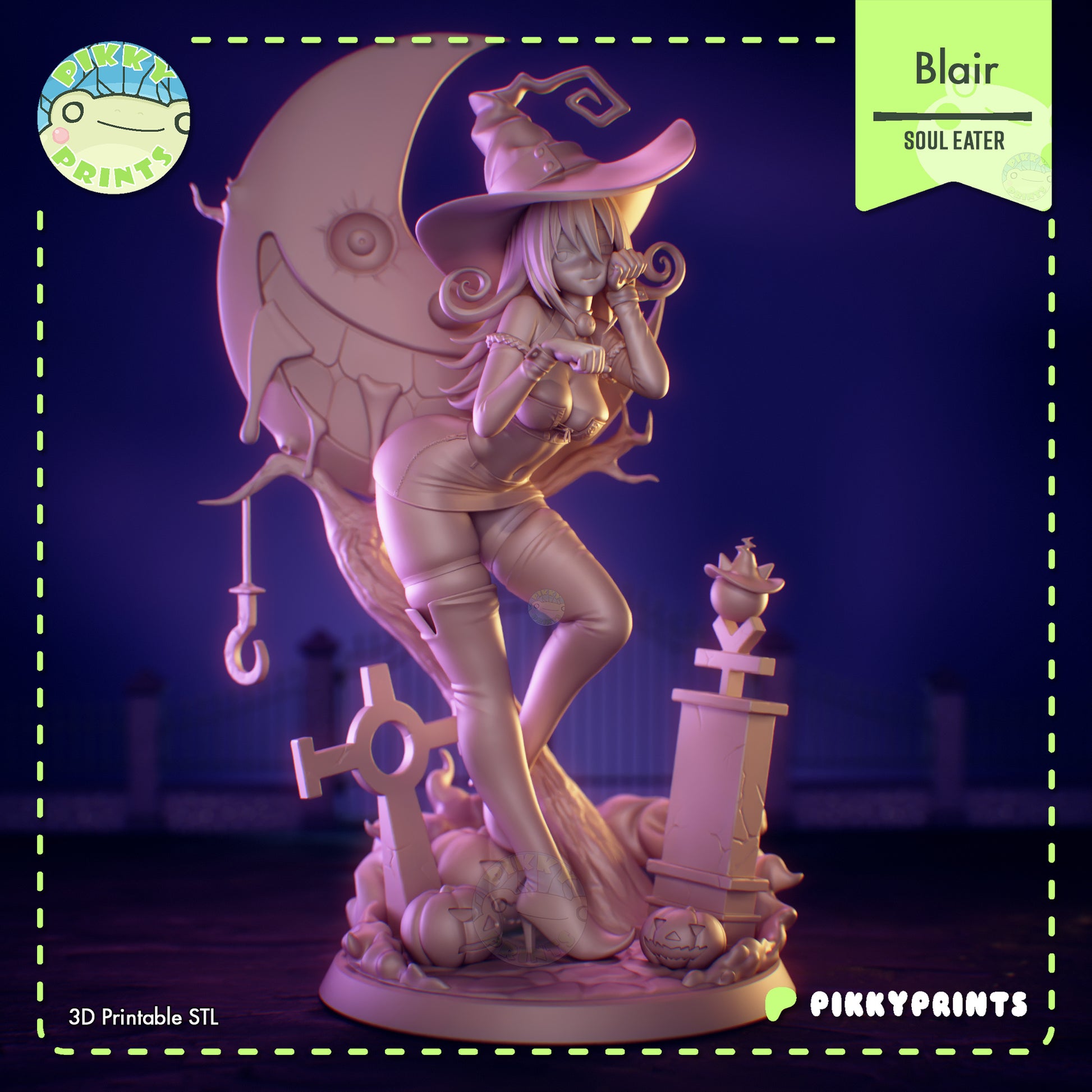 Blair Soul Eater witch figure unpainted front view sculpt details