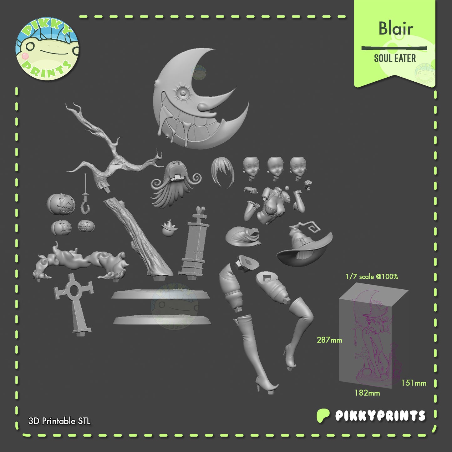 Blair Soul Eater witch figure parts layout unassembled components