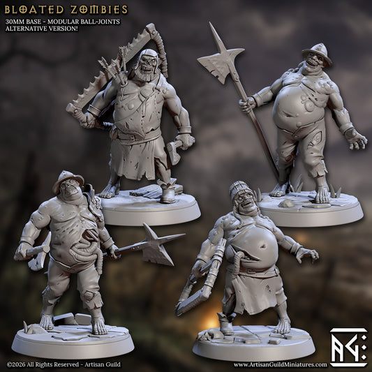 bloated zombies armed variants resin tabletop miniatures dungeons and dragons undead horde with polearm cleaver halberd butcher blade