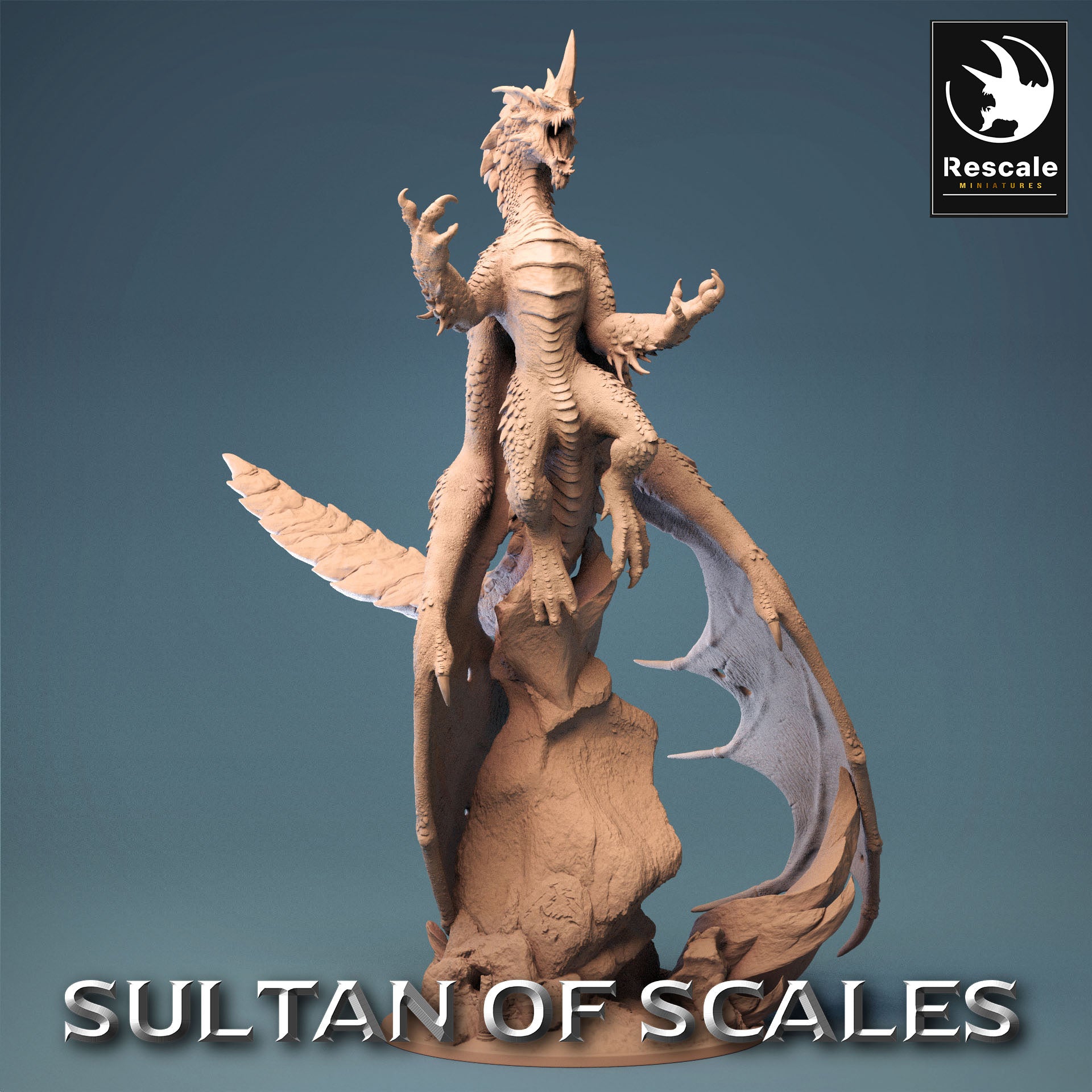 A detailed 3D miniature of the Legendary Chromatic Blue Dragon, standing tall with outstretched wings and a menacing stance. Ideal for Dungeons & Dragons, Pathfinder, and other tabletop RPGs, this model adds an electrifying presence to any fantasy setting.