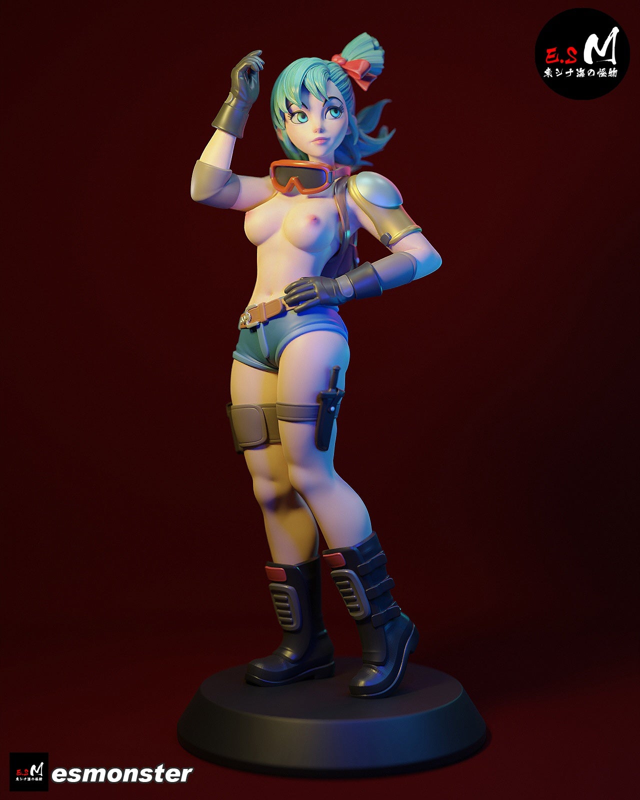 Bulma Dragon Ball side view figure, anime character stance, classic adventure outfit, 1:6 scale collectible