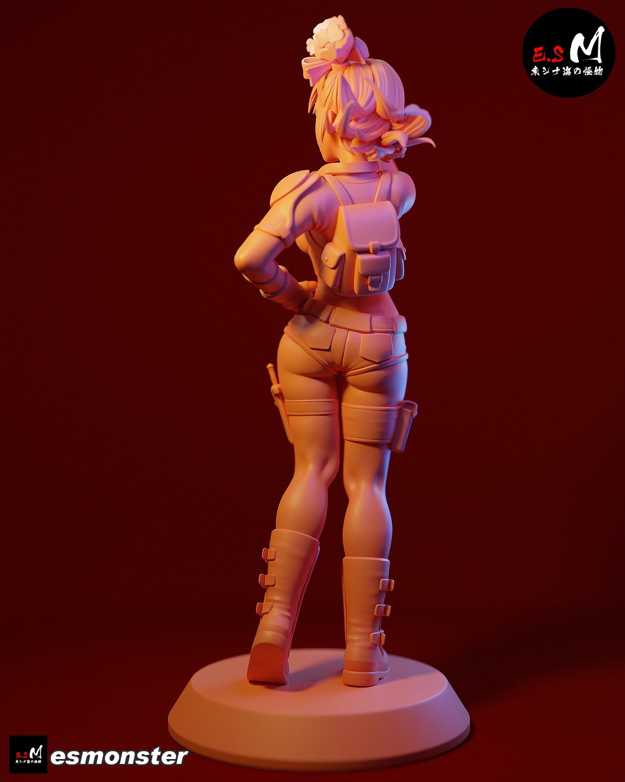Bulma Dragon Ball rear view statue, anime heroine figure, backpack and outfit detail, Dragon Ball collectible