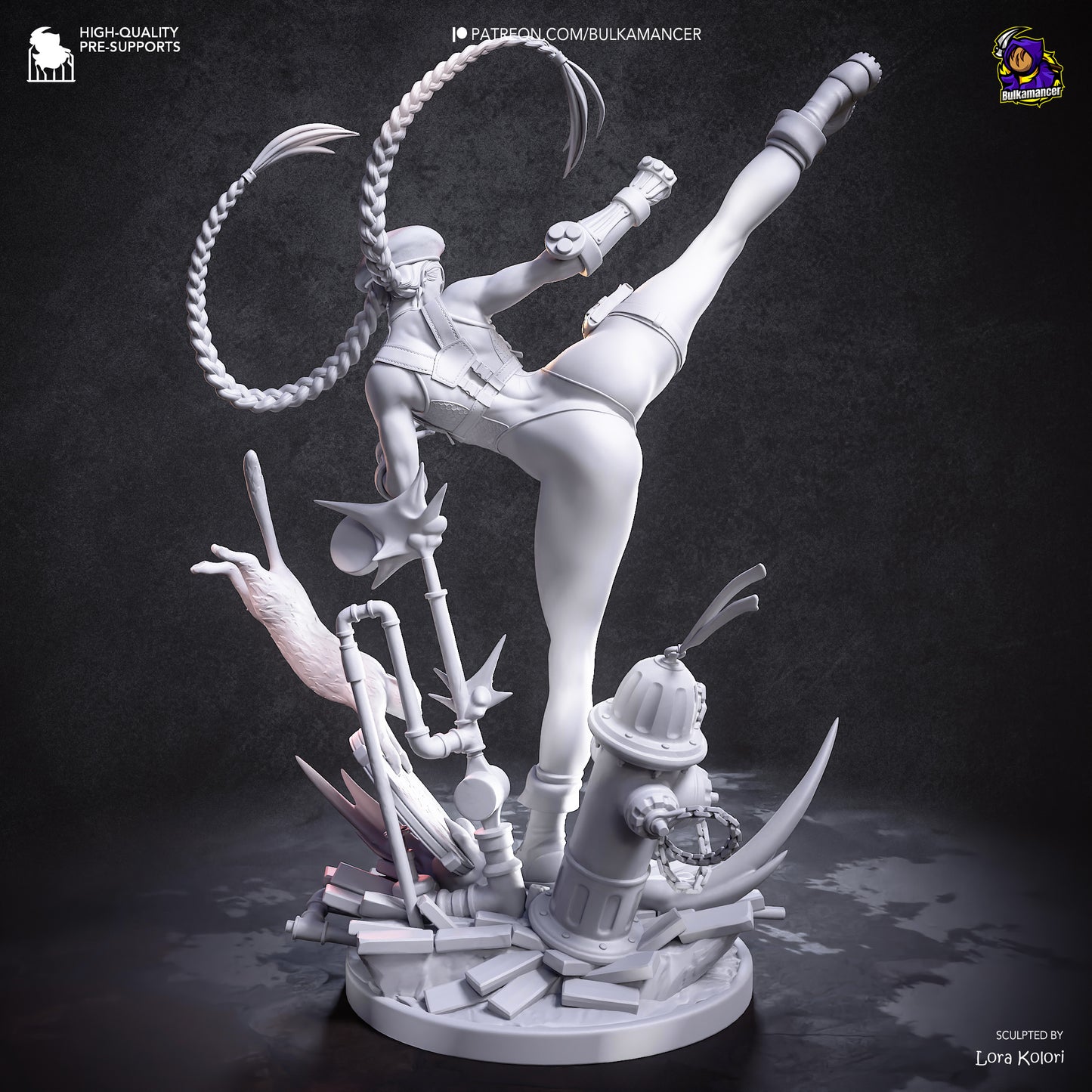 Cammy from Street Fighter 1-8 scale figure unpainted clay render back view