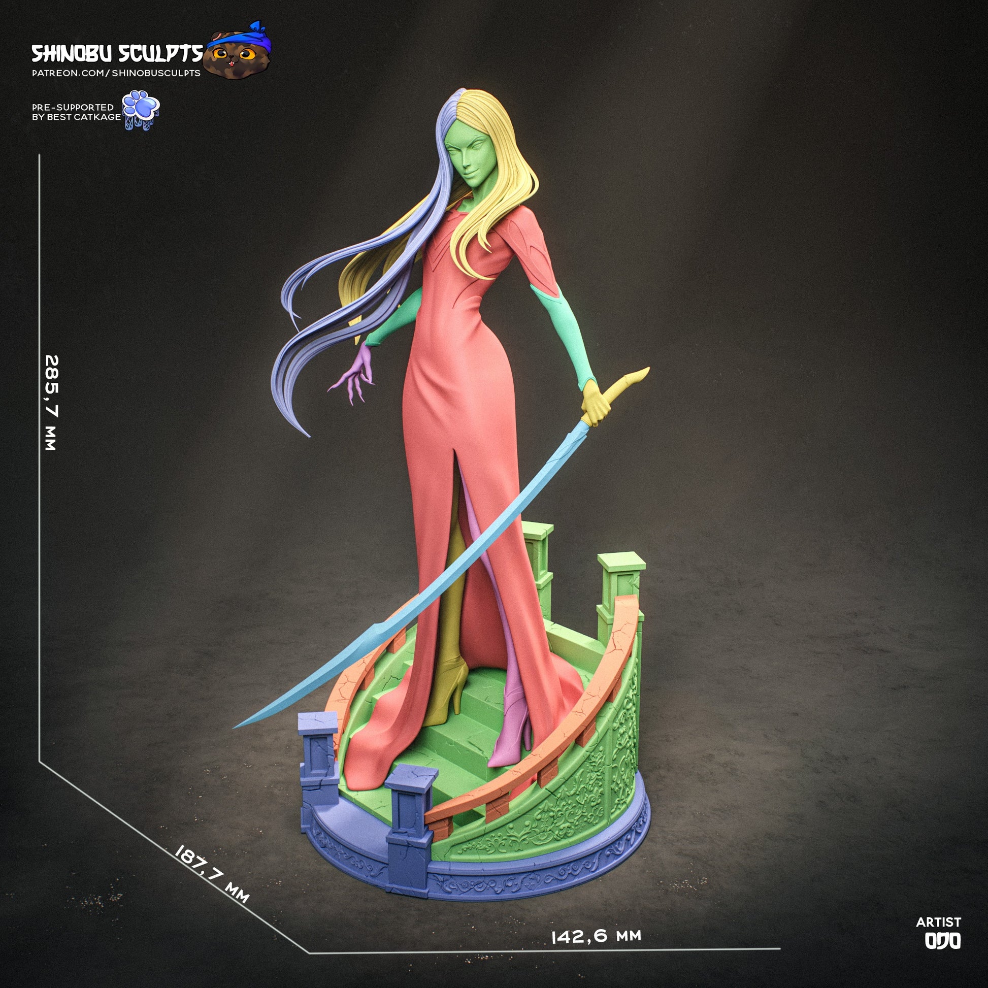 Carmilla Castlevania 1:8 scale figure dimensions reference image height width and length measurements