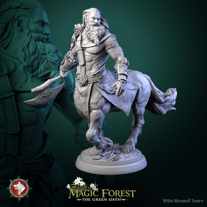 Centaur Warrior V3 advancing stance holding axe human fighter centaur miniature woodland base