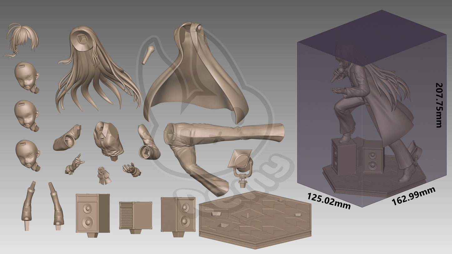 Chando Usseewa Ado 1:7 scale figure parts layout head options hair microphone coat torso legs speaker base stage light components
