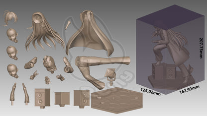 Chando Usseewa Ado 1:7 scale figure parts layout head options hair microphone coat torso legs speaker base stage light components