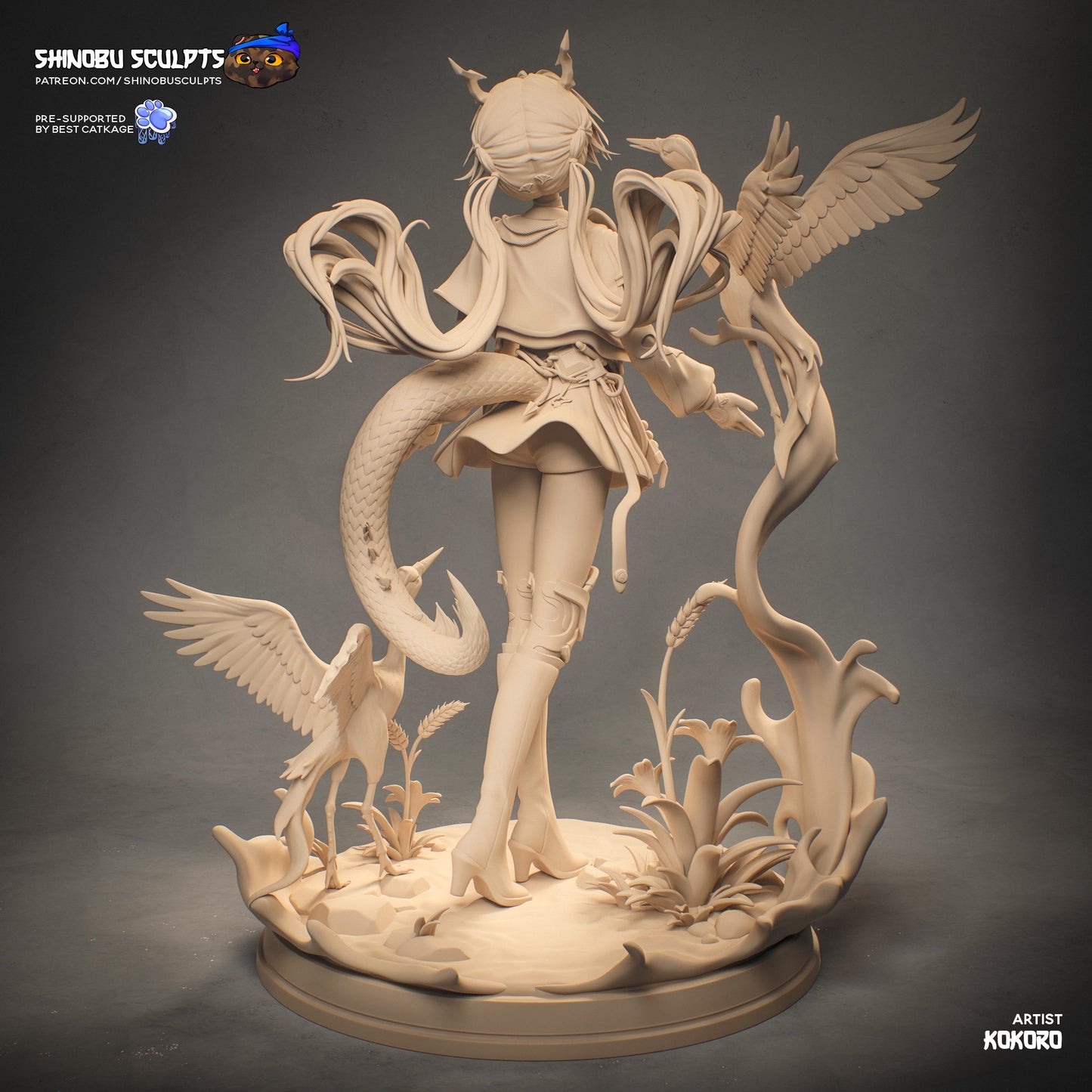 Chen Qianyu Arknights Endfield rear view anime collectible figure flowing hair tail detail