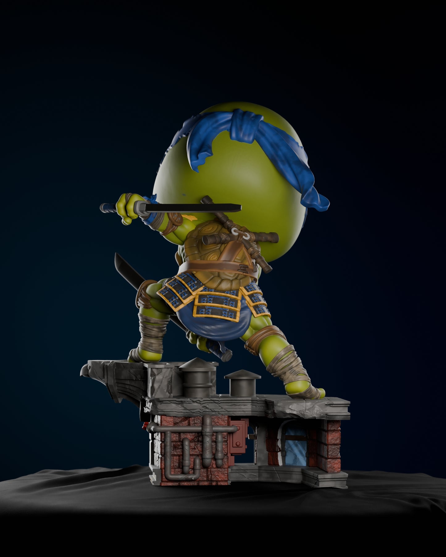 Chibi Leonardo Teenage Mutant Ninja Turtles Painted Rear View