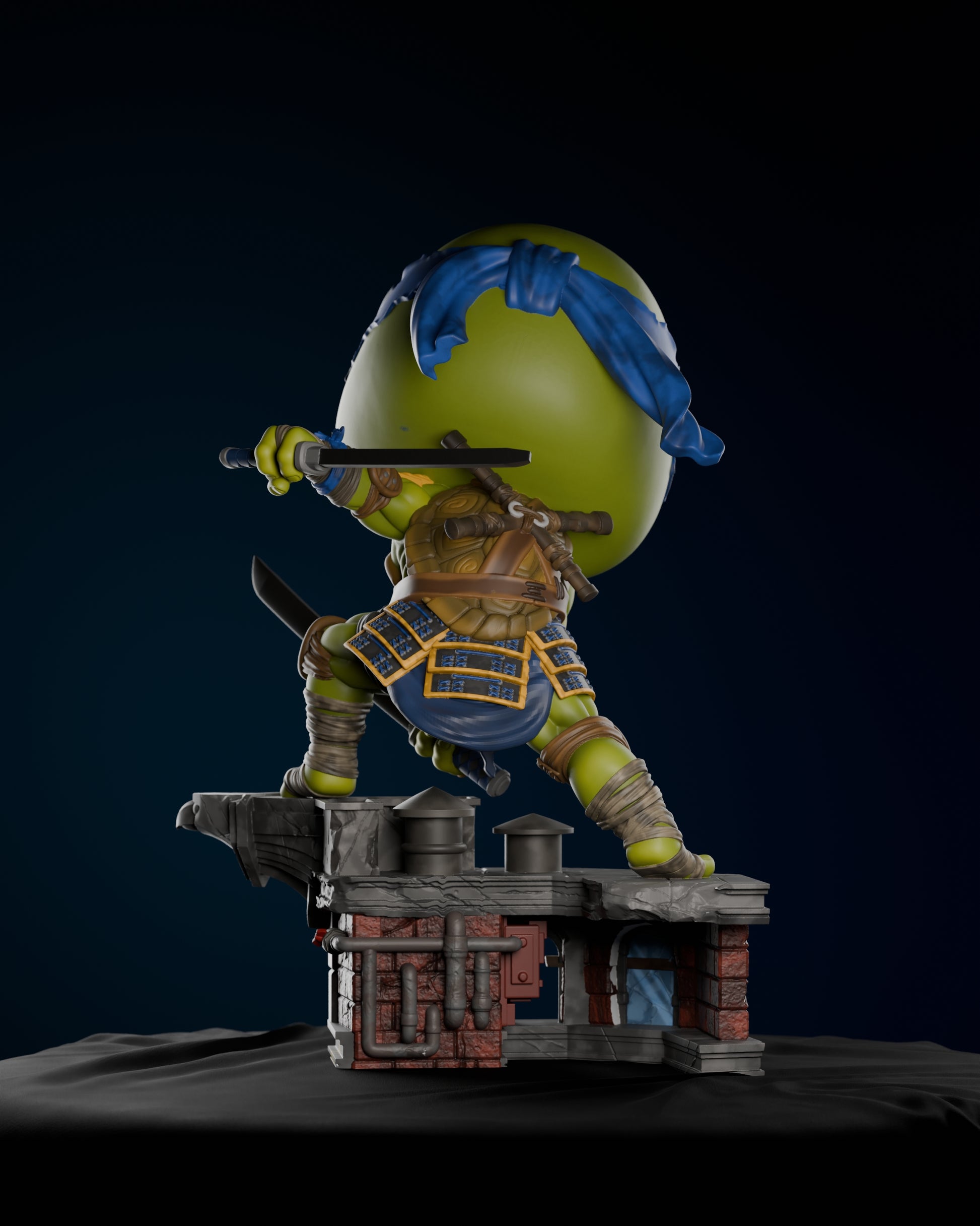 Chibi Leonardo Teenage Mutant Ninja Turtles Painted Rear View