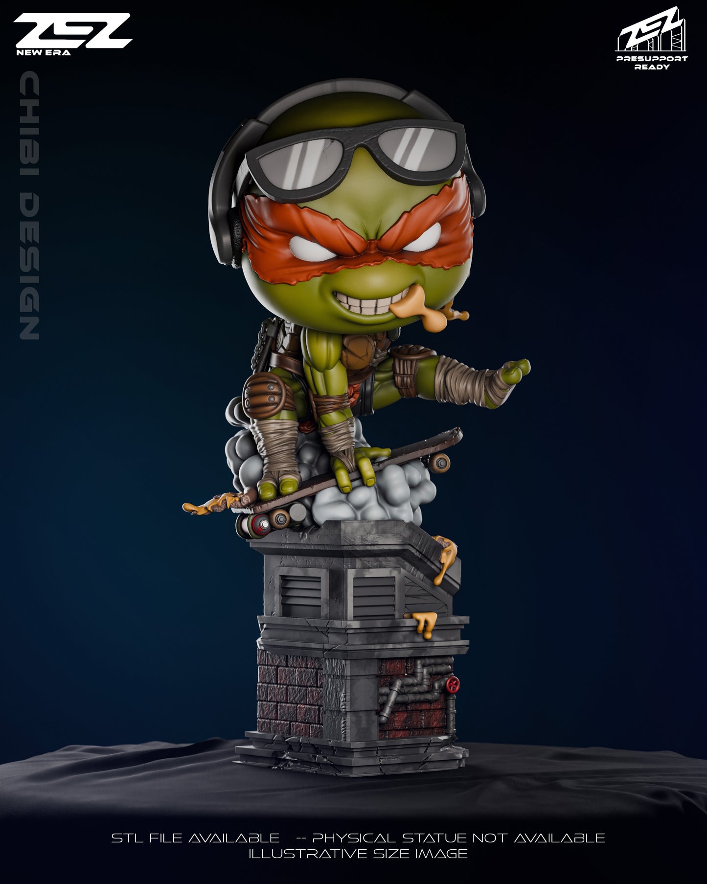 Chibi Michelangelo Teenage Mutant Ninja Turtles Painted Front View