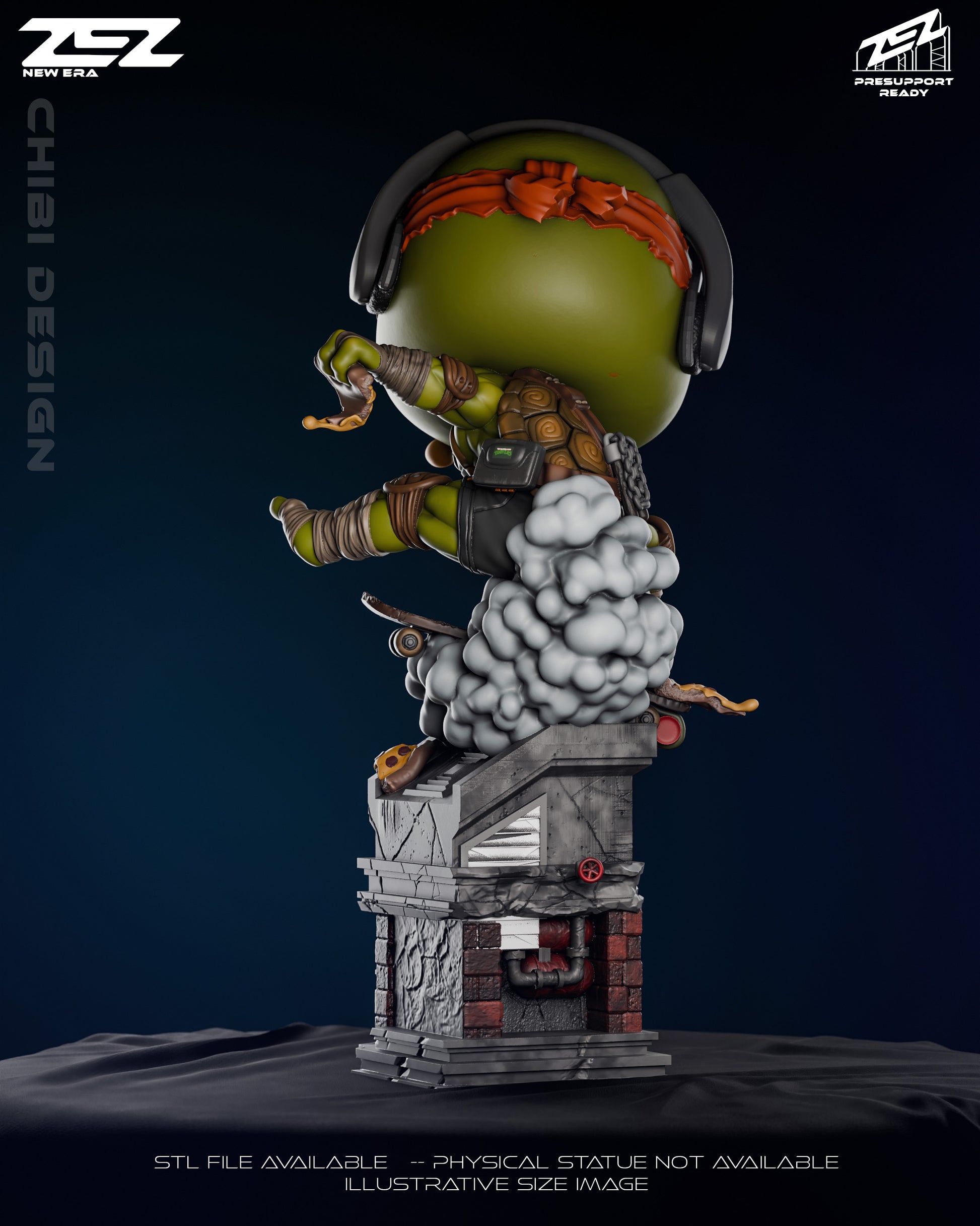Chibi Michelangelo Teenage Mutant Ninja Turtles Rear View