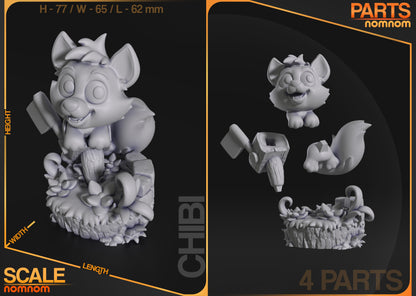 Chibi Tod Fox and the Hound collectible scale reference parts layout fox chibi figure tree stump base