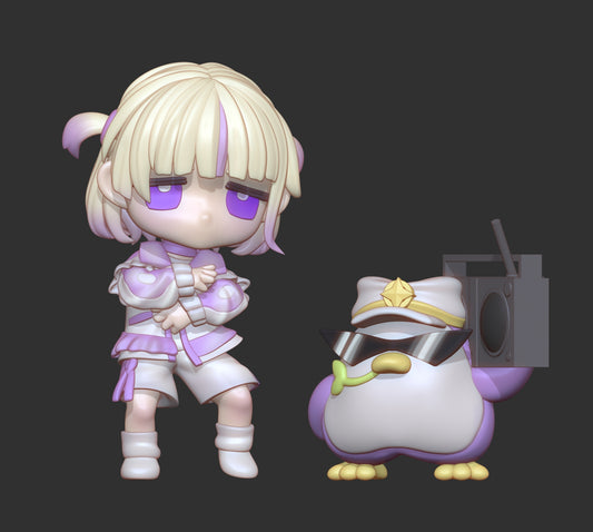 vtuber chibi figure crossed arms stance anime delinquent character companion boombox sunglasses resin figure