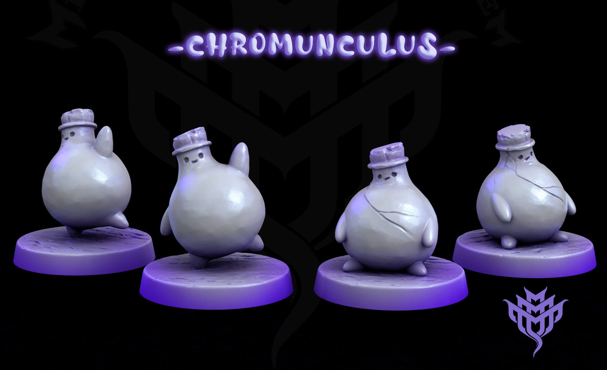 A small jar-like figures with simple features in two different poses and in different angles.. Ideal for magical creature encounters in TTRPG settings like Pathfinder.