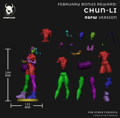 Chun-Li Street Fighter 1:6 scale NSFW version parts layout alternate torso leg options head choices resin model kit breakdown adult collectible