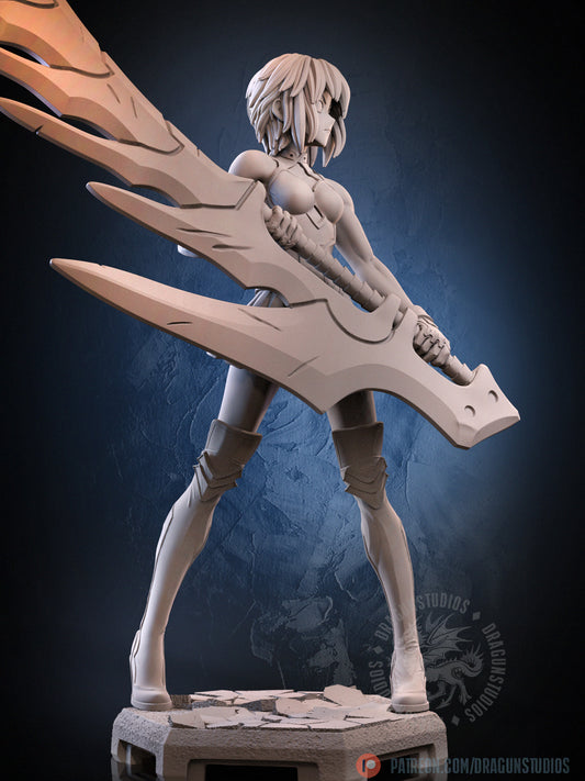 Ciel Tsukihime inspired anime vampire hunter miniature side angle oversized fantasy blade tabletop display