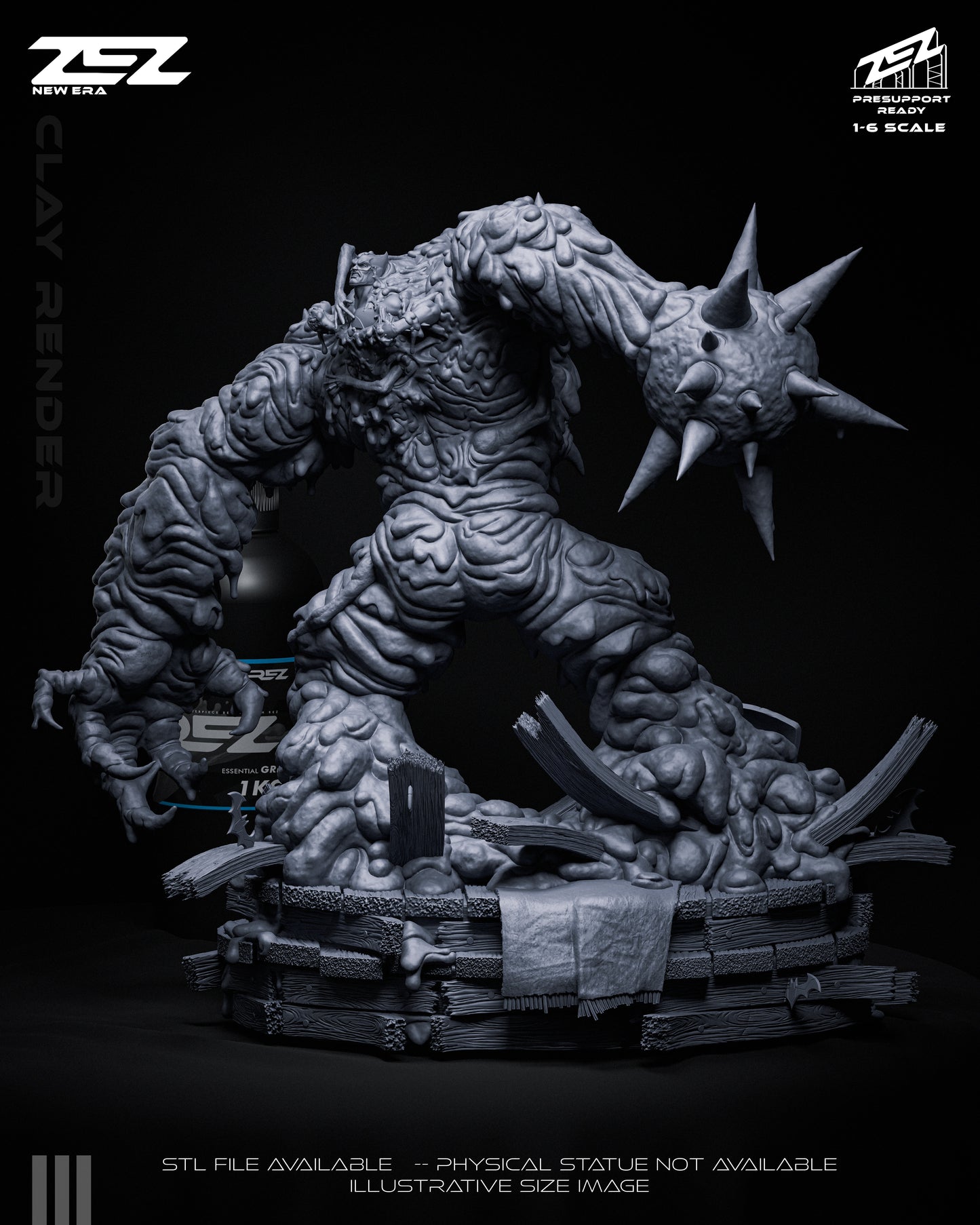 clayface dc comics statue back view melting body texture large monster form base detail resin collectible