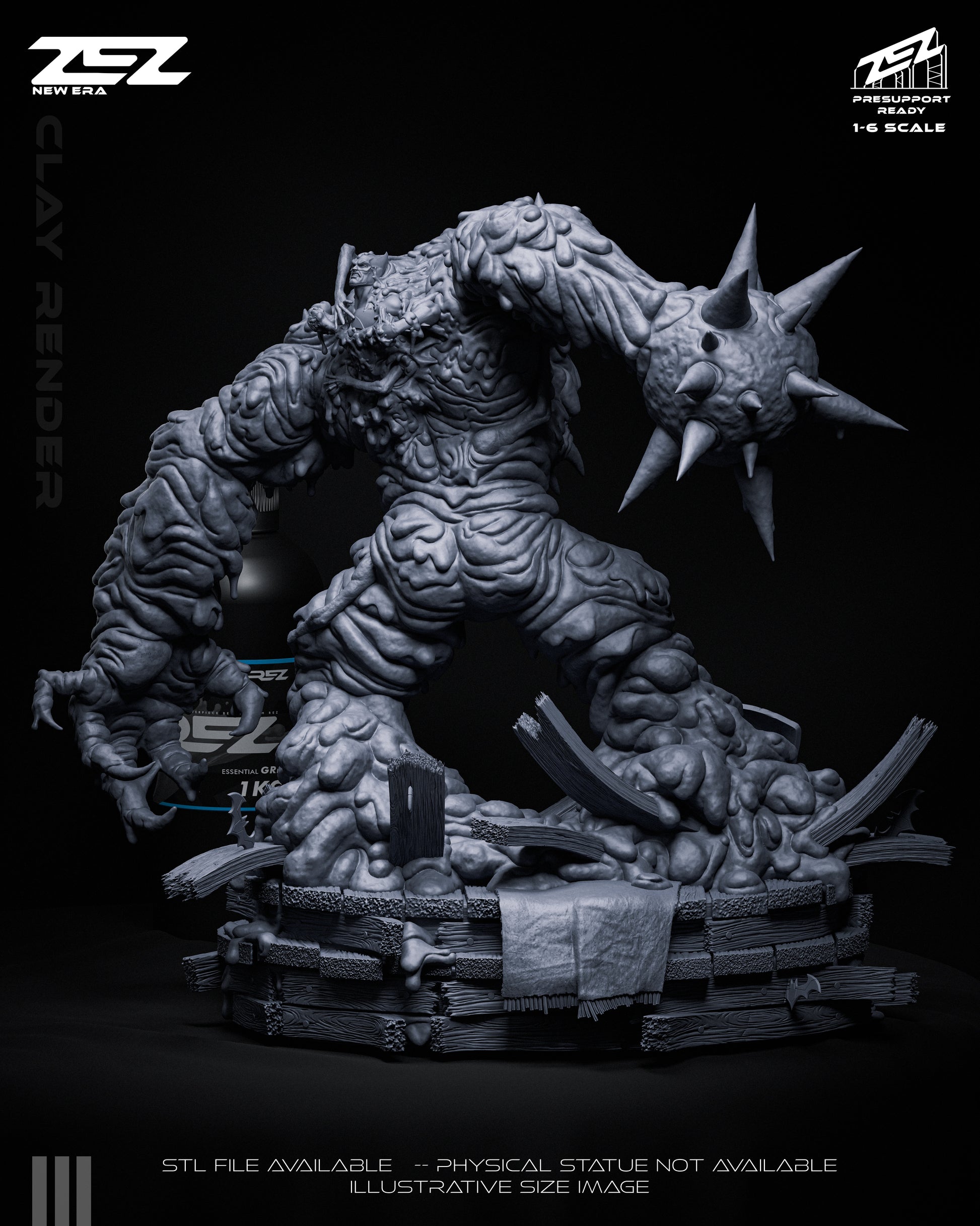 clayface dc comics statue back view melting body texture large monster form base detail resin collectible