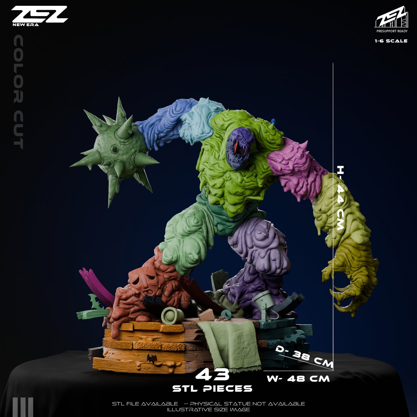 clayface dc comics statue front view massive sludge monster spiked arm base debris batman villain resin figure