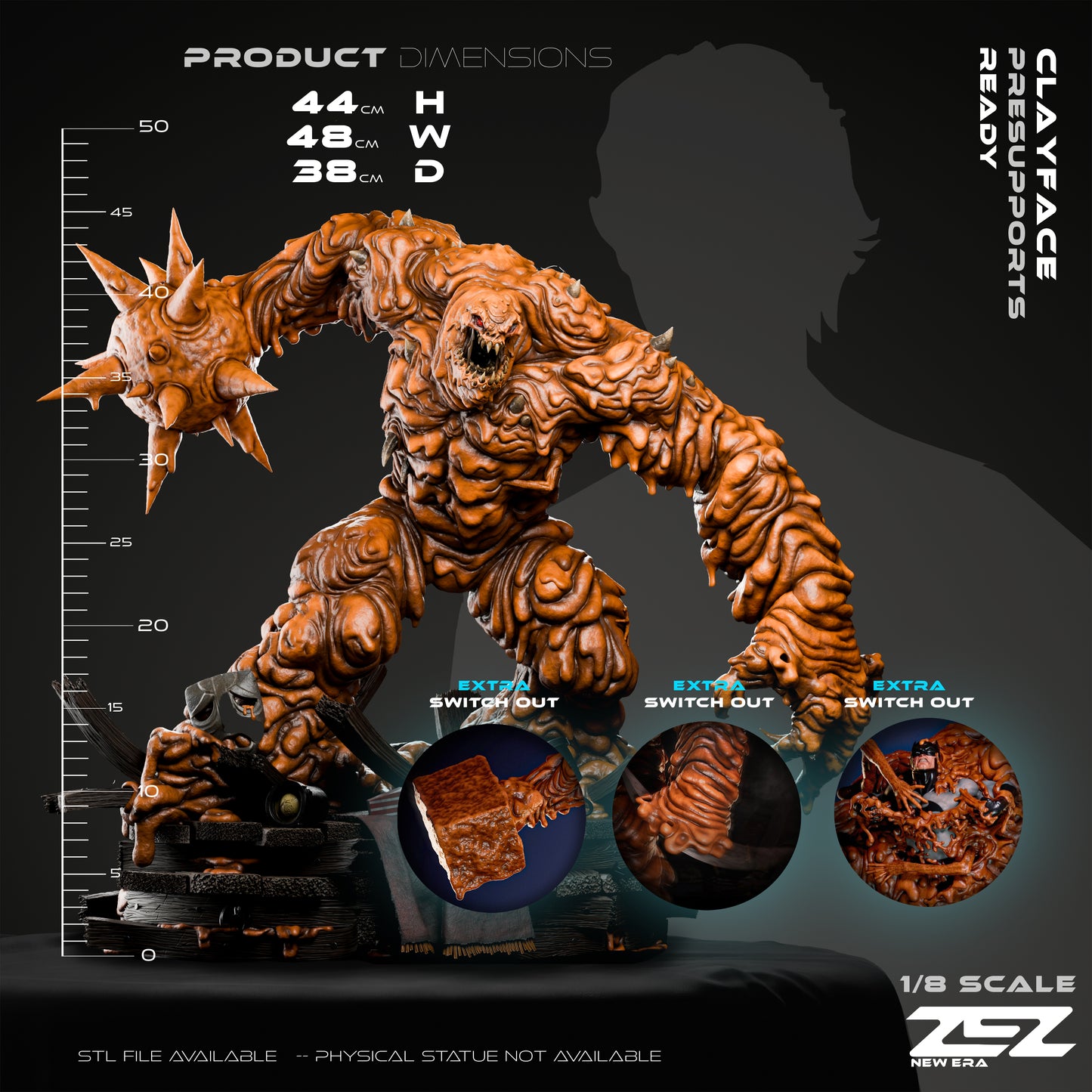 clayface dc comics statue dimensions height width depth large villain figure size reference resin collectible