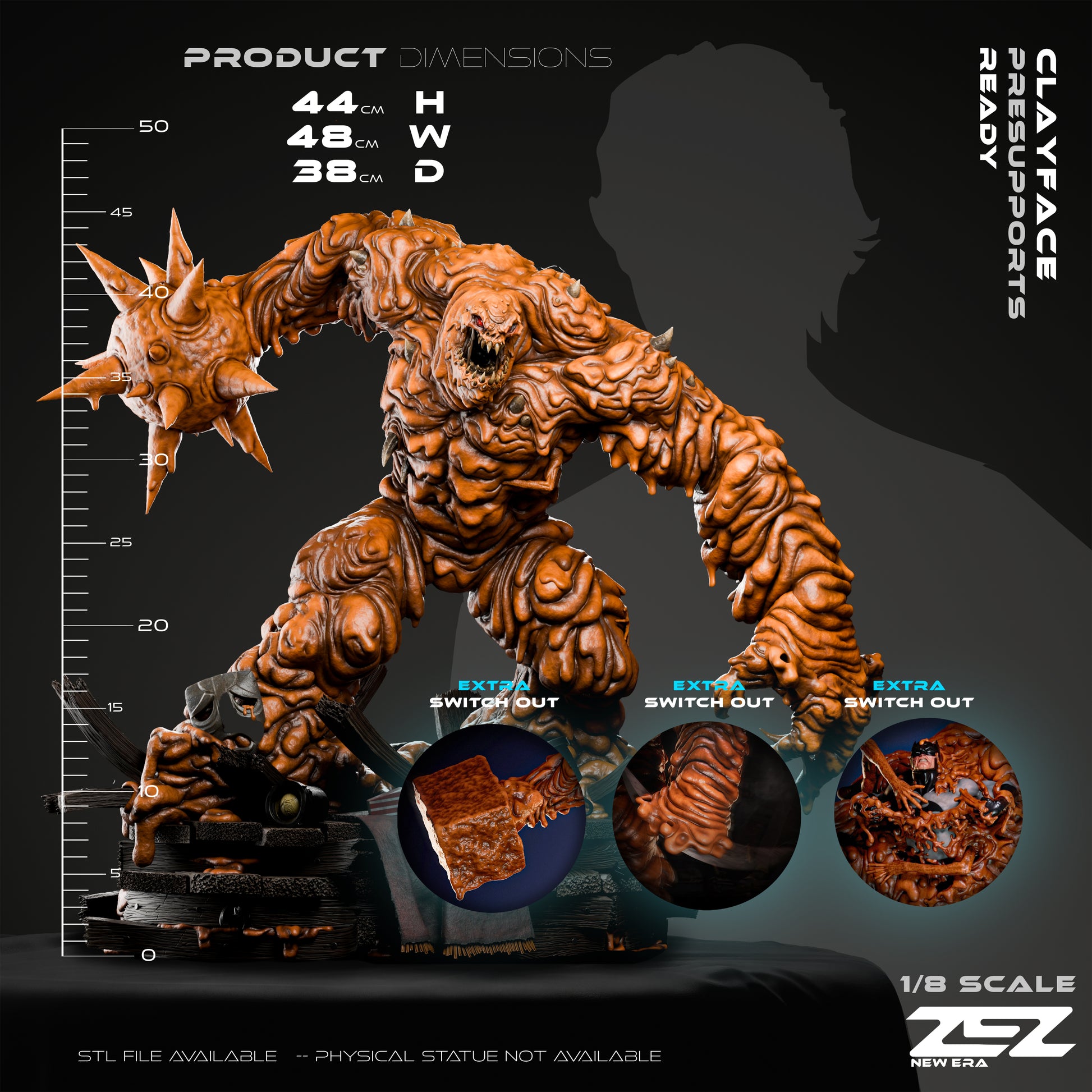 clayface dc comics statue dimensions height width depth large villain figure size reference resin collectible