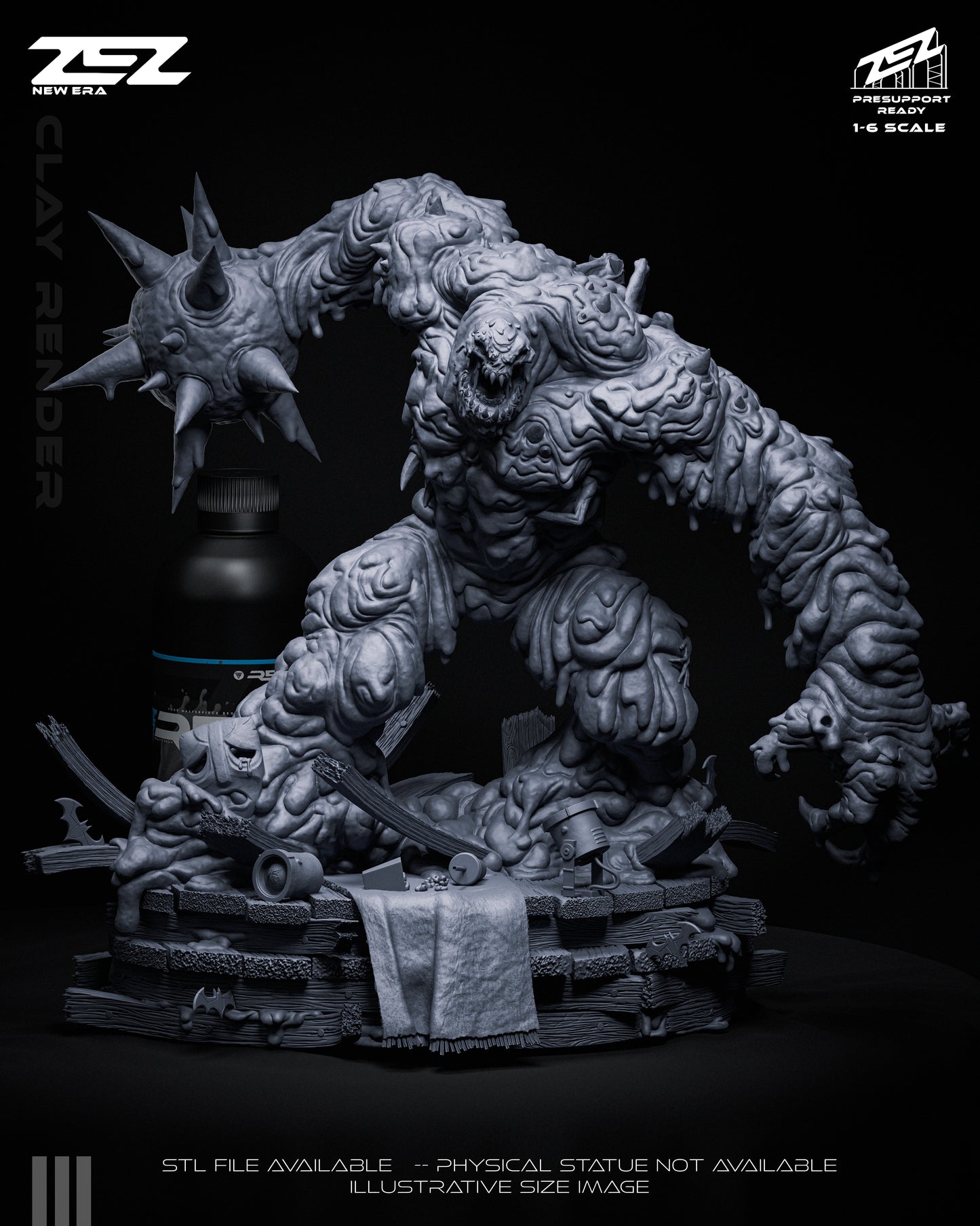 clayface dc comics statue front view massive sludge monster spiked arm base debris batman villain resin figure