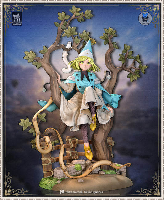 Coco Witch Hat Atelier resin statue seated pose tree base ghost companion anime figure collectible